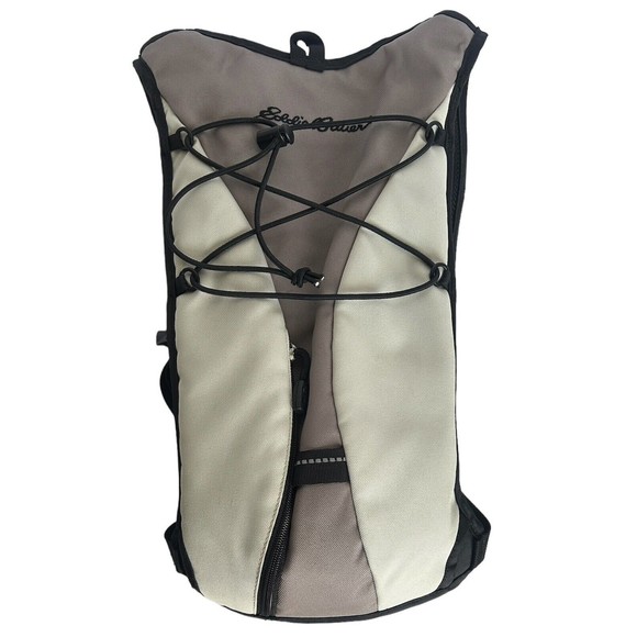 Eddie Bauer Black Gray Beige Hydration Backpack Pack Adjustable￼ Hiking Outdoors - Picture 1 of 12